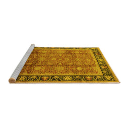 Sideview of Machine Washable Oriental Yellow Industrial Rug, wshurb3008yw