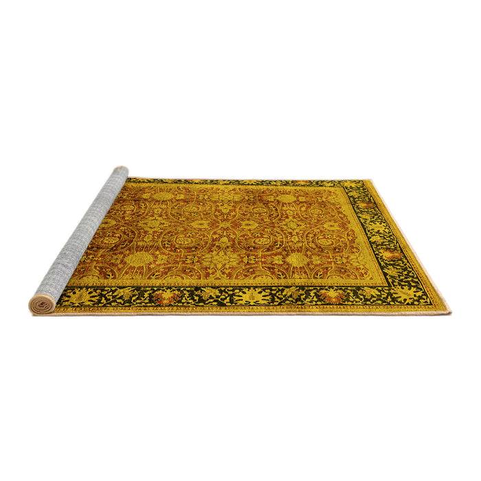 Sideview of Machine Washable Oriental Yellow Industrial Rug, wshurb3008yw