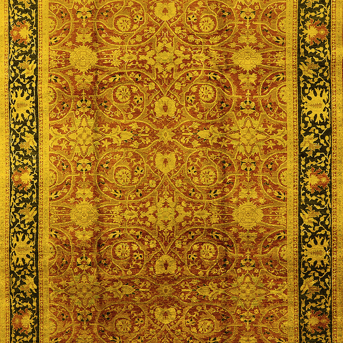 Machine Washable Oriental Yellow Industrial Rug, wshurb3008yw