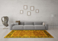 Machine Washable Oriental Yellow Industrial Rug, wshurb3008yw