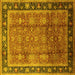 Square Machine Washable Oriental Yellow Industrial Rug, wshurb3008yw