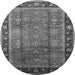 Round Oriental Gray Industrial Rug, urb3008gry