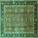 Square Oriental Turquoise Industrial Rug, urb3008turq