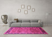 Machine Washable Oriental Pink Industrial Rug in a Living Room, wshurb3008pnk