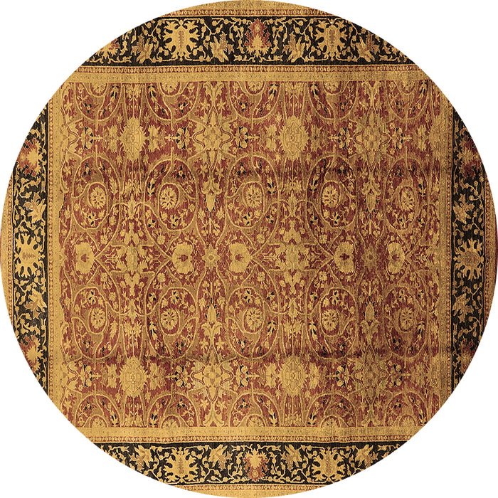 Round Oriental Brown Industrial Rug, urb3008brn
