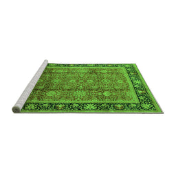 Sideview of Machine Washable Oriental Green Industrial Area Rugs, wshurb3008grn