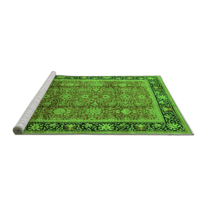 Sideview of Machine Washable Oriental Green Industrial Area Rugs, wshurb3008grn