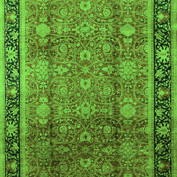 Machine Washable Oriental Green Industrial Area Rugs, wshurb3008grn