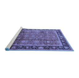 Sideview of Machine Washable Oriental Blue Industrial Rug, wshurb3008blu