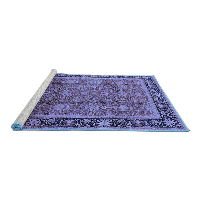 Sideview of Machine Washable Oriental Blue Industrial Rug, wshurb3008blu