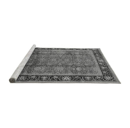 Sideview of Machine Washable Oriental Gray Industrial Rug, wshurb3008gry