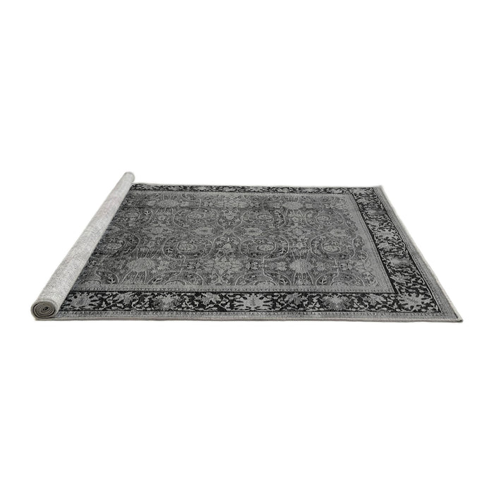Sideview of Machine Washable Oriental Gray Industrial Rug, wshurb3008gry