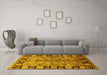 Machine Washable Oriental Yellow Industrial Rug in a Living Room, wshurb3009yw