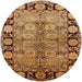 Round Mid-Century Modern Orange Oriental Rug, urb3009