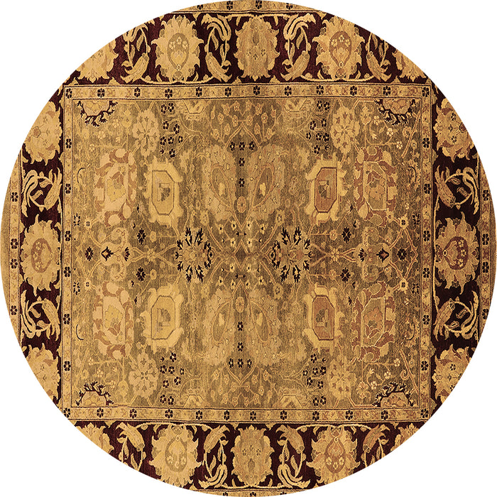 Round Machine Washable Oriental Brown Industrial Rug, wshurb3009brn