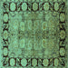 Square Oriental Turquoise Industrial Rug, urb3009turq