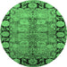 Round Oriental Emerald Green Industrial Rug, urb3009emgrn