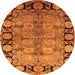 Round Oriental Orange Industrial Rug, urb3009org