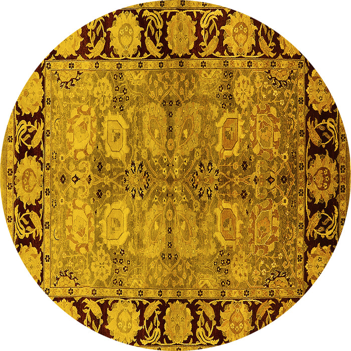 Round Oriental Yellow Industrial Rug, urb3009yw