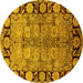 Round Oriental Yellow Industrial Rug, urb3009yw