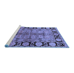 Sideview of Machine Washable Oriental Blue Industrial Rug, wshurb3009blu