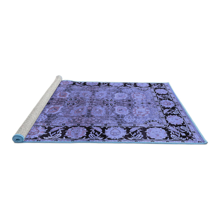 Sideview of Machine Washable Oriental Blue Industrial Rug, wshurb3009blu