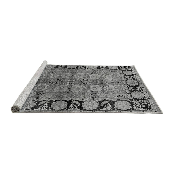 Sideview of Machine Washable Oriental Gray Industrial Rug, wshurb3009gry