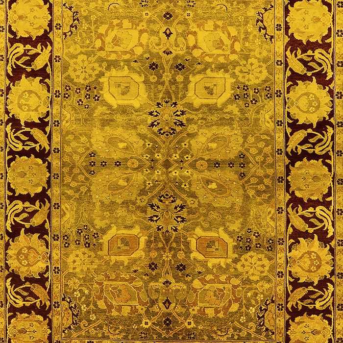 Machine Washable Oriental Yellow Industrial Rug, wshurb3009yw