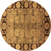 Round Oriental Brown Industrial Rug, urb3009brn