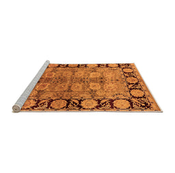 Sideview of Machine Washable Oriental Orange Industrial Area Rugs, wshurb3009org