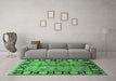 Machine Washable Oriental Emerald Green Industrial Area Rugs in a Living Room,, wshurb3009emgrn