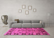 Machine Washable Oriental Pink Industrial Rug in a Living Room, wshurb3009pnk