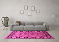 Machine Washable Oriental Pink Industrial Rug, wshurb3009pnk