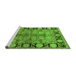 Sideview of Machine Washable Oriental Green Industrial Area Rugs, wshurb3009grn