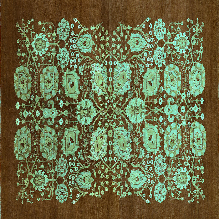 Square Machine Washable Oriental Turquoise Industrial Area Rugs, wshurb3010turq