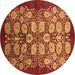 Round Oriental Brown Industrial Rug, urb3010brn