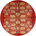 Round Mid-Century Modern Red Oriental Rug, urb3010