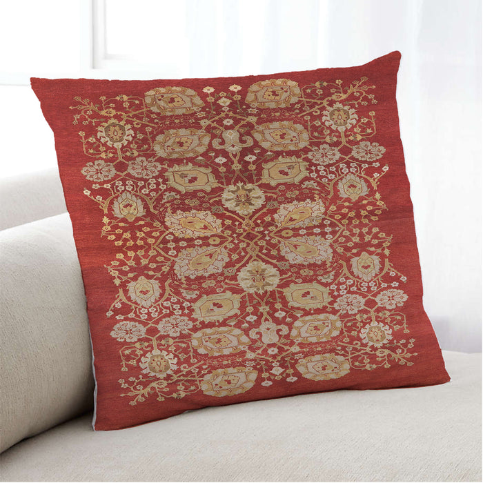 Lifestyle Image of Mid-Century Modern Urban Square Red Throw Pillow, 18 inch by 18 inch, pwurb3010