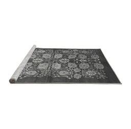 Sideview of Machine Washable Oriental Gray Industrial Rug, wshurb3010gry