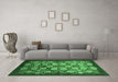 Machine Washable Oriental Emerald Green Industrial Area Rugs in a Living Room,, wshurb3010emgrn