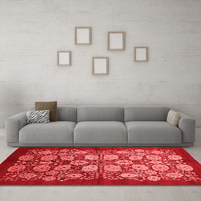 Industrial Red Washable Rugs