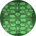 Round Oriental Emerald Green Industrial Rug, urb3010emgrn