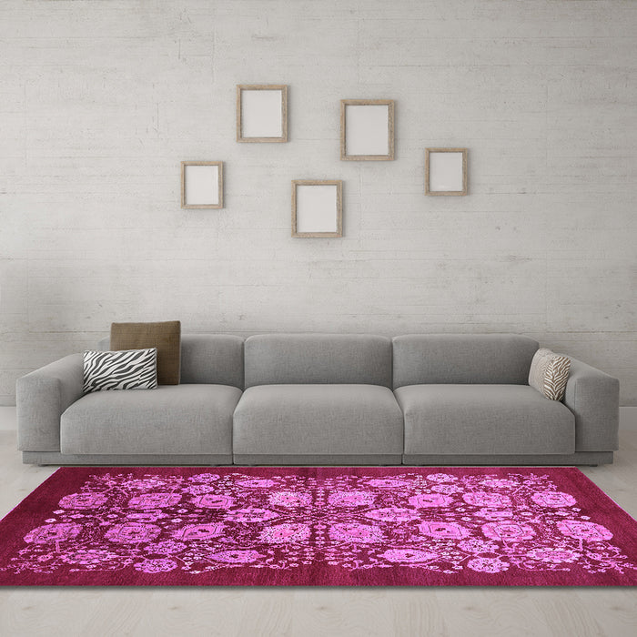 Machine Washable Oriental Purple Industrial Area Rugs in a Living Room, wshurb3010pur