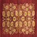 Square Machine Washable Oriental Brown Industrial Rug, wshurb3010brn