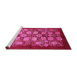 Sideview of Machine Washable Oriental Pink Industrial Rug, wshurb3010pnk