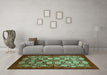 Machine Washable Oriental Turquoise Industrial Area Rugs in a Living Room,, wshurb3010turq