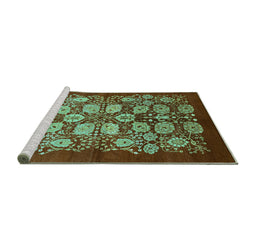 Sideview of Machine Washable Oriental Turquoise Industrial Area Rugs, wshurb3010turq
