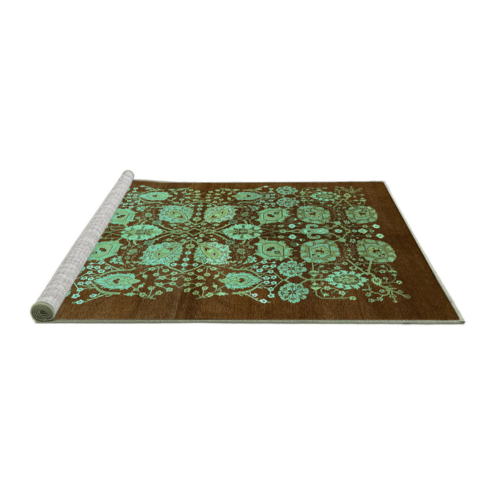 Sideview of Machine Washable Oriental Turquoise Industrial Area Rugs, wshurb3010turq