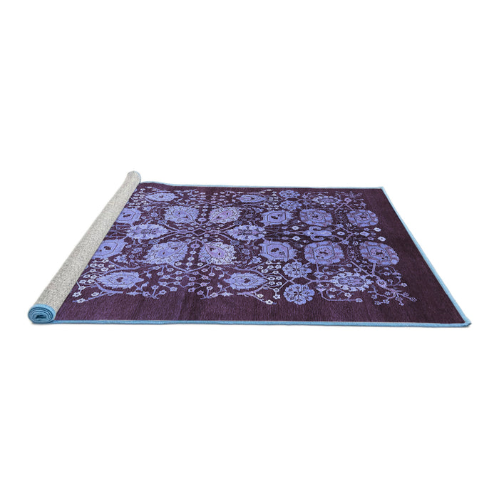 Sideview of Machine Washable Oriental Blue Industrial Rug, wshurb3010blu