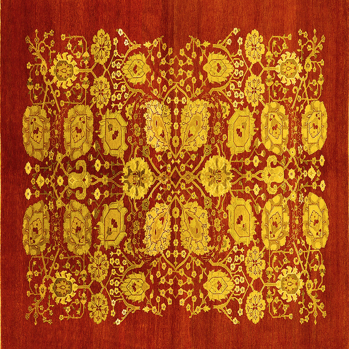 Square Machine Washable Oriental Yellow Industrial Rug, wshurb3010yw